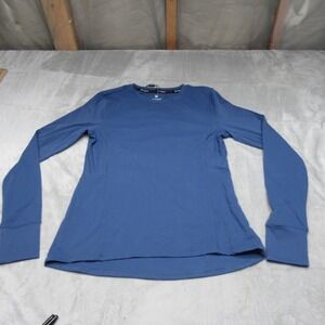 Spyder Active Shirt Womens Blue Medium‎ Active Run Thumbholes Zipper Pocket NEW